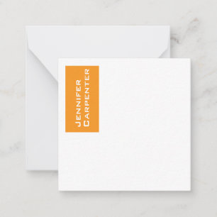 Professionellens minimalistiska moderna orange vit anteckningskort