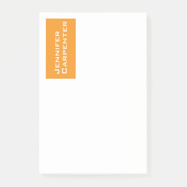 Professionellens minimalistiska moderna orange vit post-it block (Framsida)