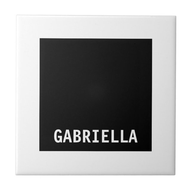Professionellens minimalistnamn svart vitt kakelplatta (Framsidan)