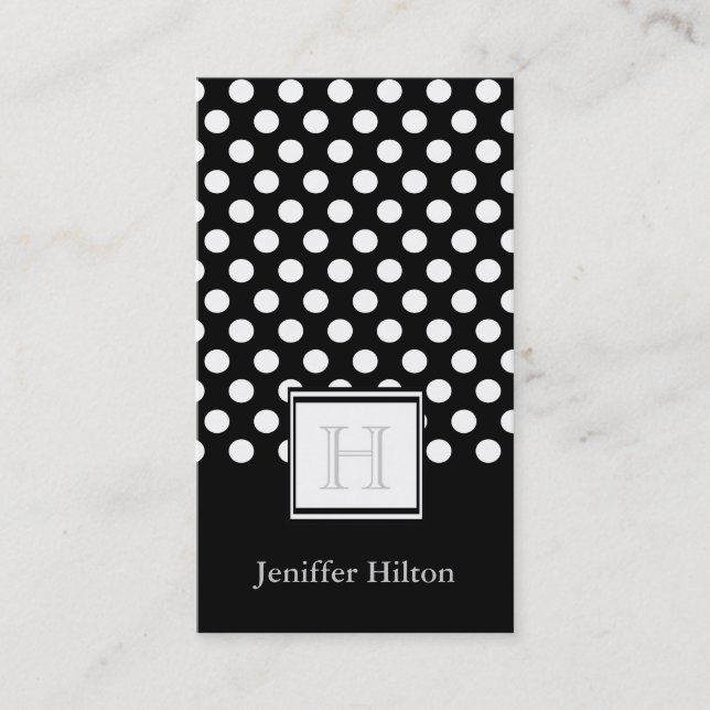 Professionellens moderna chic polka dots monogram visitkort (Framsida)