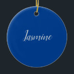 Professionellens moderna, minimalistiska, djupblåt julgransprydnad keramik<br><div class="desc">Du kan enkelt ändra Typsnitt,  bakgrundsbild och Färg,  Brev-tecken.</div>