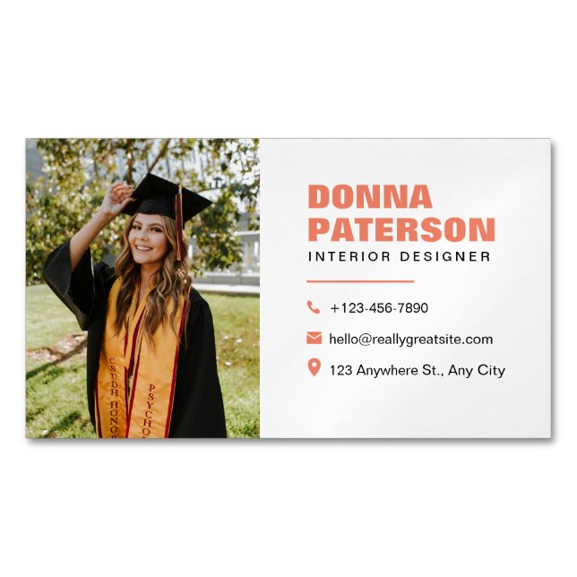 Professionellens Orange Enkel, modern, minimal upp Magnetiska Visitkort (Framsida)