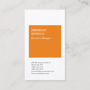 Professionellens orange: vit minimalistisk premie visitkort