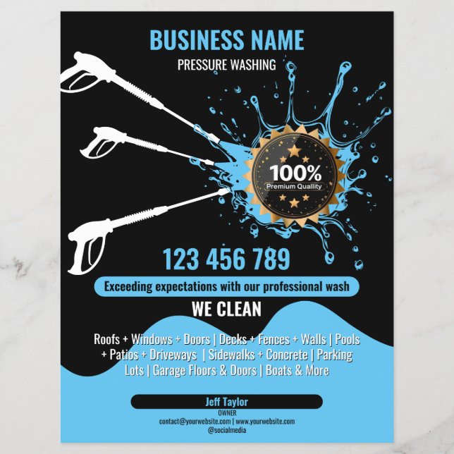 Professionellens tryck Tvättande Städning Tak Gutt Reklamblad (Framsidan)