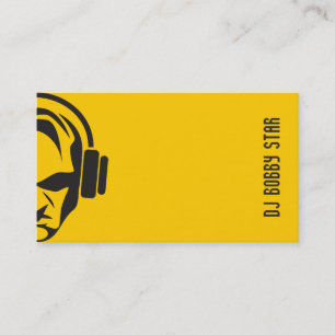 Professionellslättgult DJ med headphonelogotypen Visitkort