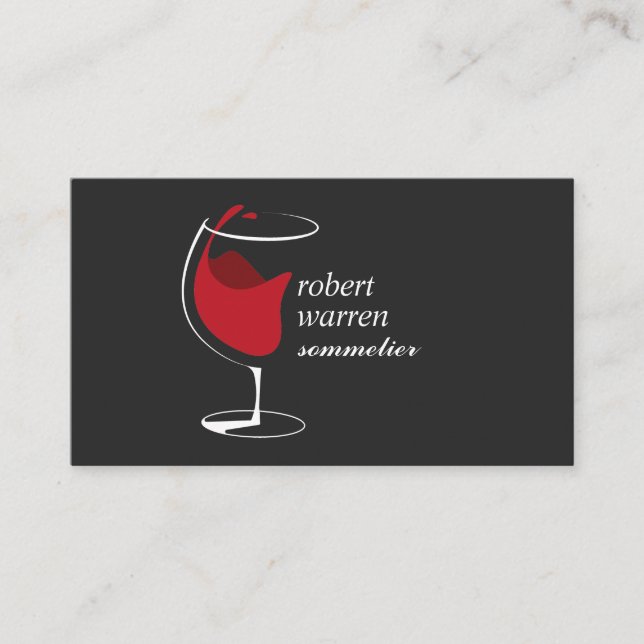 Professionellt rött vin glas Sommelier vinmakare Visitkort (Framsida)