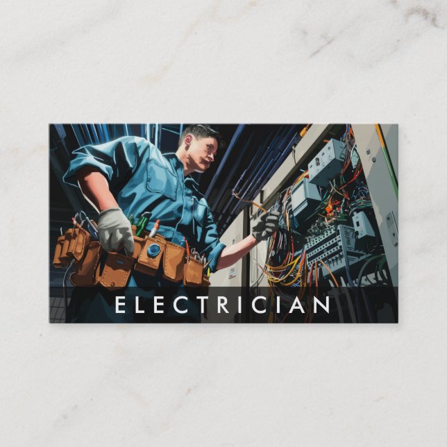 *~* Professionsal Electrician AP75 Photo QR Wires Visitkort (Framsida)