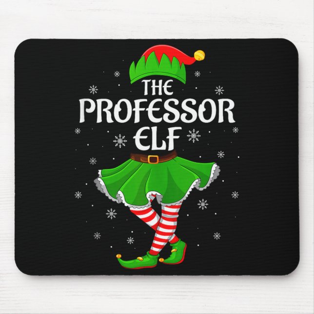 Professor Elf Christmas Family Girls Women Elf Squ Musmatta (Framsidan)