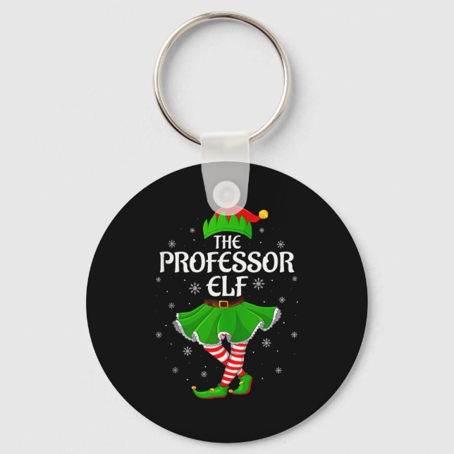 Professor Elf Christmas Family Girls Women Elf Squ Nyckelring (Framsida)