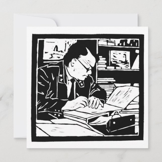 Professor linocut inbjudningar (Framsida)