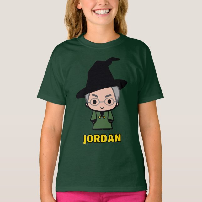 Professor McGonagall Tecknad Karaktär Konst T Shirt (Framsida)