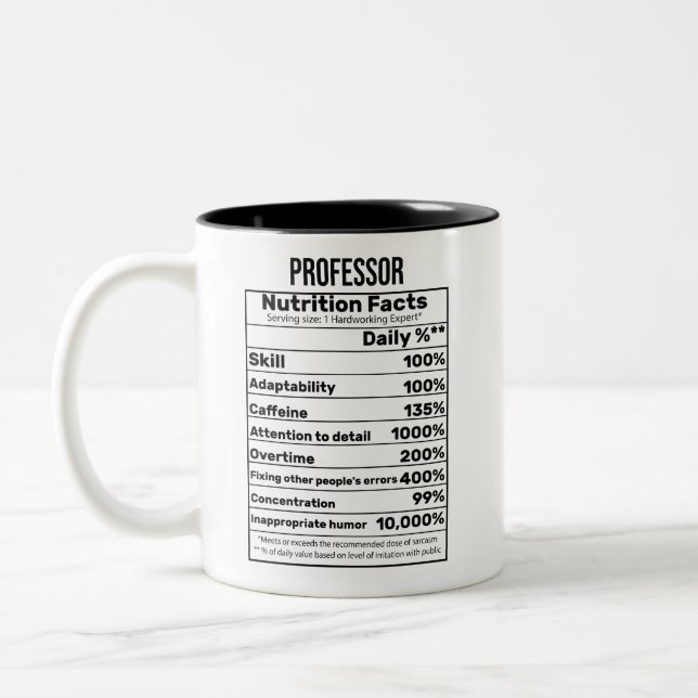 Professor Nutrition Facts Funny Gift-idéer Två-Tonad Mugg (Vänster)