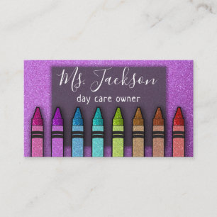 Professor Preschool Teacher Glitter Rainbow Crayon Visitkort