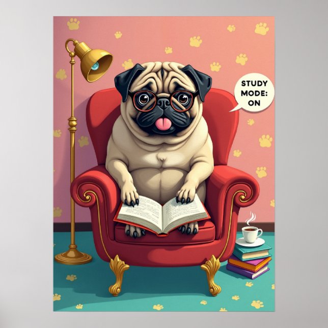 Professor Pug: Pop Art Mode Pet Poster (Framsidan)