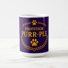 Professor Purr-ple™ Lila & Guld Katt Kaffe Mugg