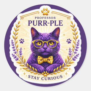 Professor Purr-Ple™ – Stanna Nyfiken Klistermärke