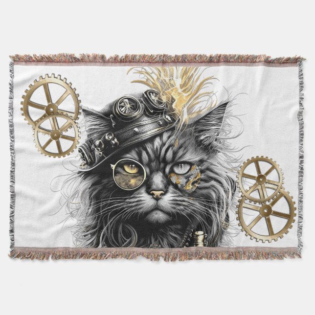 Professor Sprocket-Paws Den Funky Steampunkkatten Filt (Framsidan)