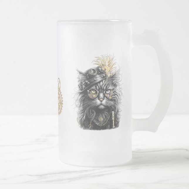 Professor Sprocket-Paws  Den funky Steampunkkatten Frostat Ölglas (Höger)