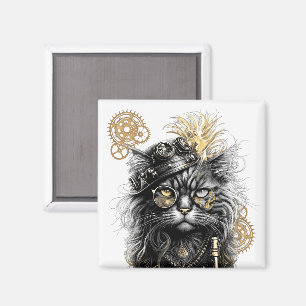 Professor Sprocket-Paws Den Funky Steampunkkatten Magnet