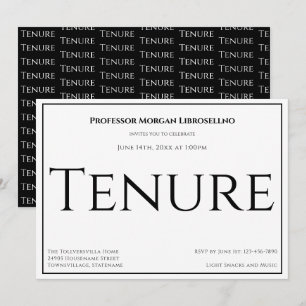 Professor White Black Academic Tenure Party Inbjudningar