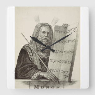 Profet Moses med lagens tavlor Fyrkantig Klocka