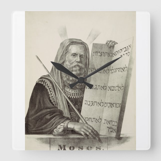 Profet Moses med lagens tavlor Fyrkantig Klocka (Framsida)