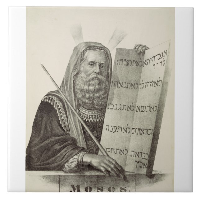 Profet Moses med lagens tavlor Kakelplatta (Framsidan)