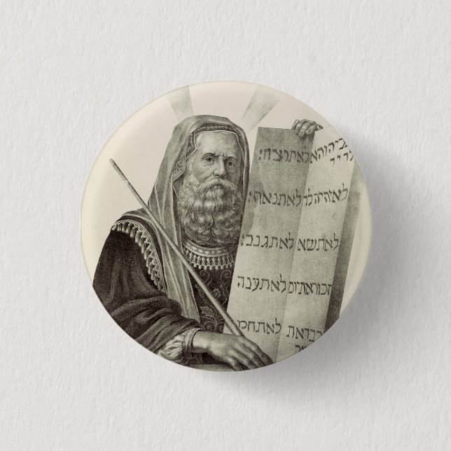 Profet Moses med lagens tavlor Knapp (Framsida)