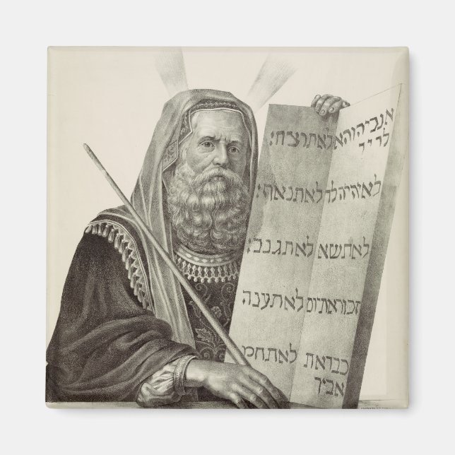 Profet Moses med lagens tavlor Magnet (Framsidan)