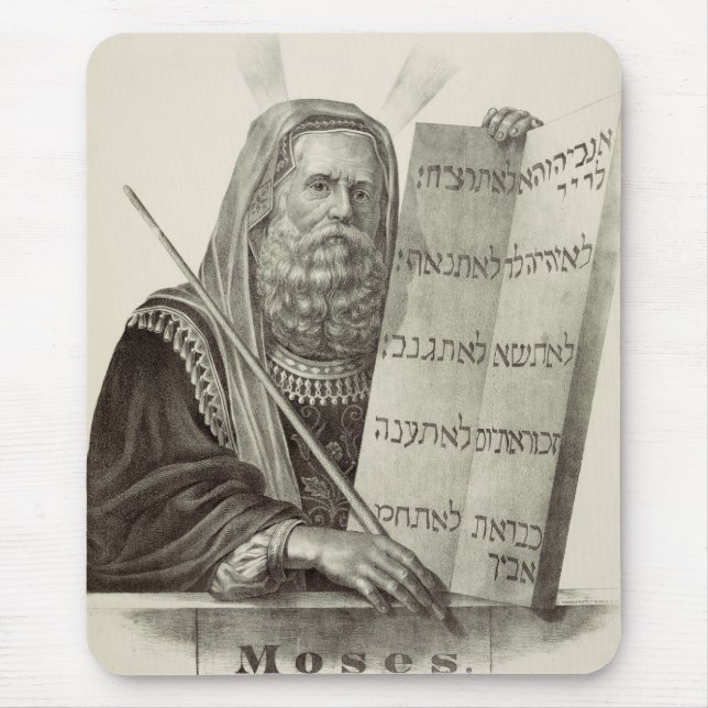 Profet Moses med lagens tavlor Musmatta (Framsidan)
