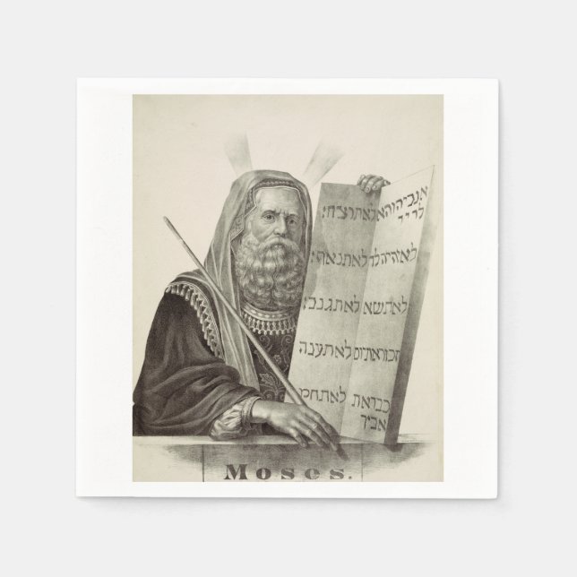 Profet Moses med lagens tavlor Pappersservett (Framsidan)