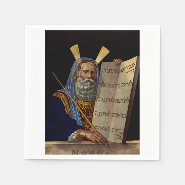 Profet Moses med lagens tavlor  Pappersservett (Framsidan)