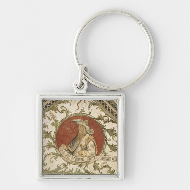 Profeten Micah, från Loggiad'Annunciazionen Fyrkantig Silverfärgad Nyckelring (Framsidan)