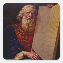 Profeten Moses på berget Sinai – Episk högkvalitet Fyrkantigt Klistermärke