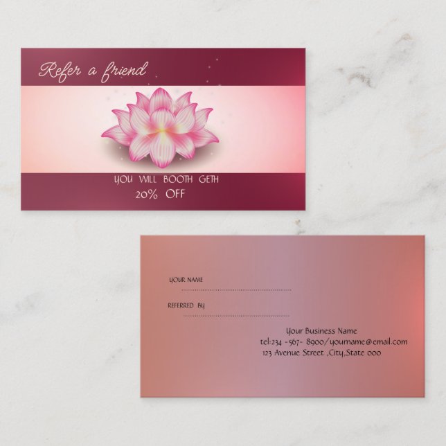 Proffesional Elegant Lotus Referral Card (Fram/baksida)