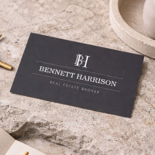 Proffesionell Monogram Realtor Fastigheter Dk Grå Visitkort