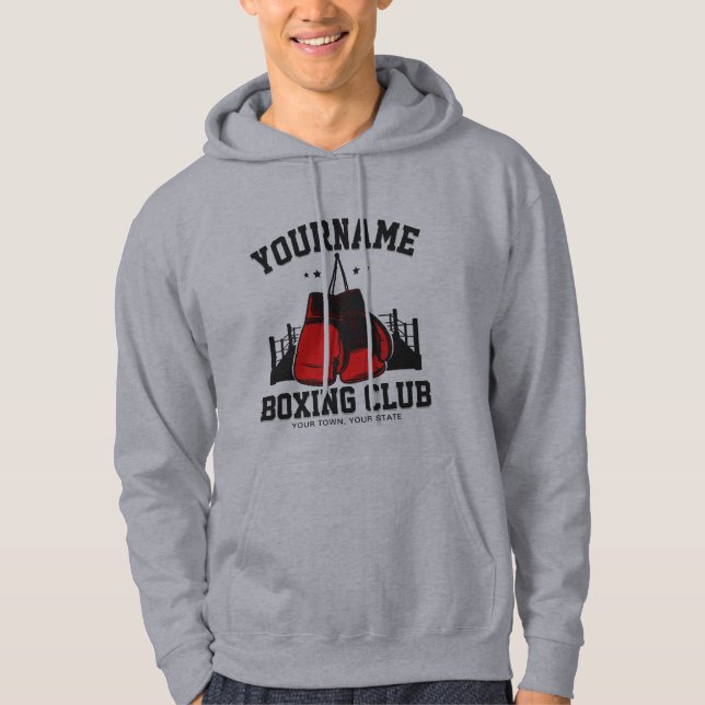 Proffsboxare LÄGG TILL NAMN Röda handskar boxnings Hoodie (Framsida)
