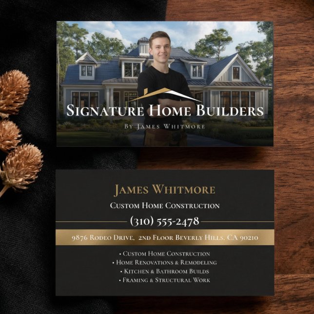 Proffsbyggare entreprenör foto QR-kod Visitkort (Professional Home Builder Contractor Photo Qr Code Business Card)
