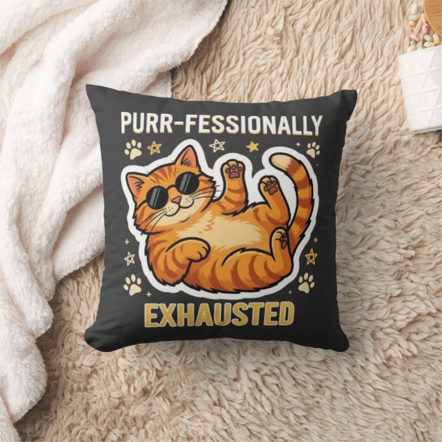 Proffsigt Uttömd Rolig Lat Katt T-Shirt Kudde (Filt)