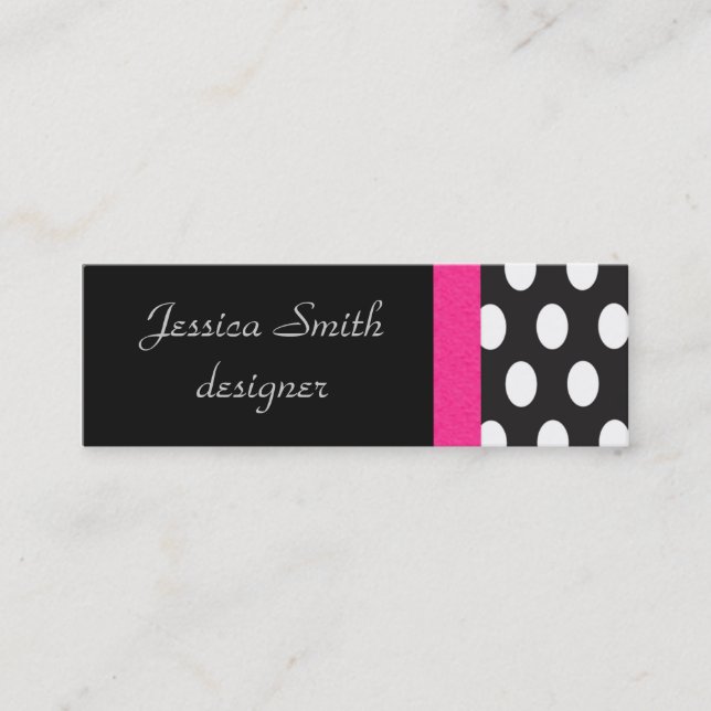 Proffsionell elegant polka dots svart mini visitkort (Framsida)