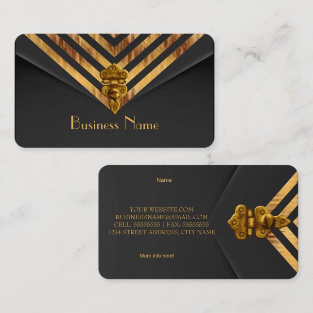 Profil Affärs Guld Svart Velvet Rand Visitkort (Fram/baksida)