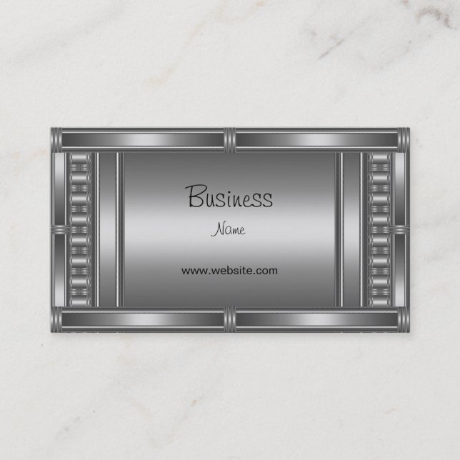 Profil Affärskort Chrome På Silver Visitkort (Framsida)