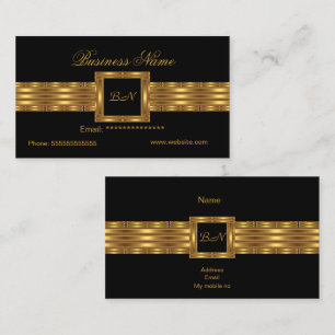 Profil Affärskort Guld Monogram Svart Visitkort