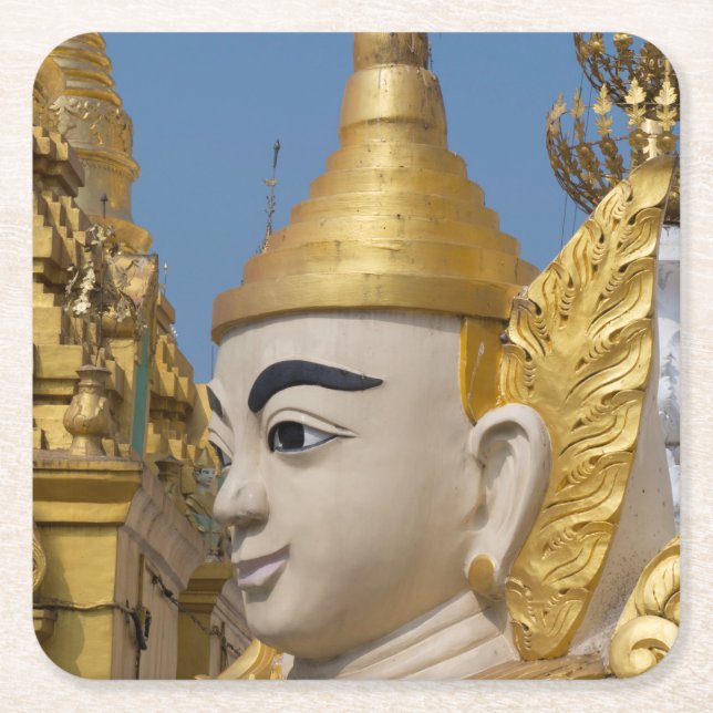 Profil av Buddha-staty Underlägg Papper Kvadrat (Framsidan)