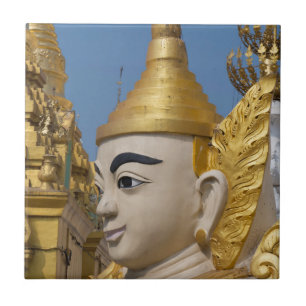 Profil av Buddhas staty Kakelplatta
