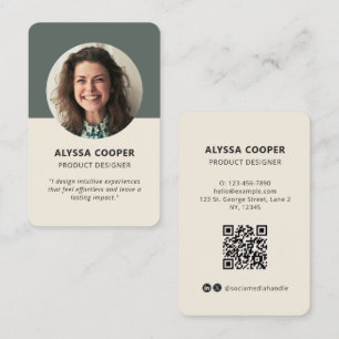 Profil för professionellens Anpassningsbar Foto QR Visitkort