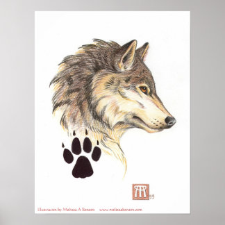 Profil för vargens huvud poster