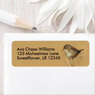 Profil över en vacker Marsh Wren Songbird Returadress Etikett
