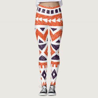 Profiler från aztec-stammen, strimlade utskrifter leggings