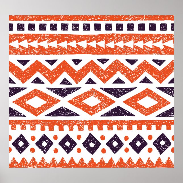 Profiler från aztec-stammen, strimlade utskrifter poster (Framsidan)